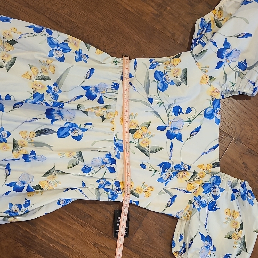 Express Blue and Yellow Floral Midi Dress - Picture 4 of 9